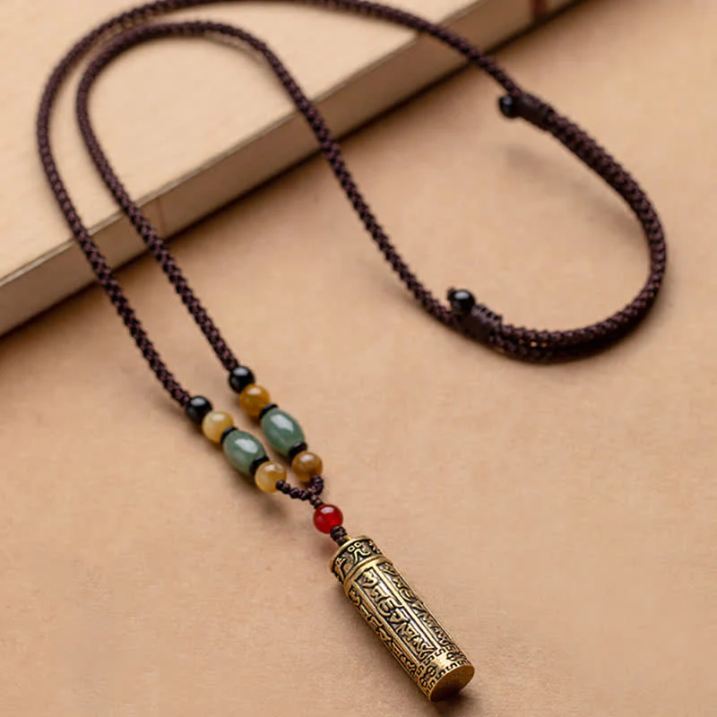 Buddhastoneshop Tibet Om Mani Padme Hum Agata Shurangama Sutra Collana con pendente di protezione - Image 8