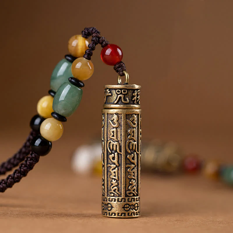 Buddhastoneshop Tibet Om Mani Padme Hum Agata Shurangama Sutra Collana con pendente di protezione - Image 9