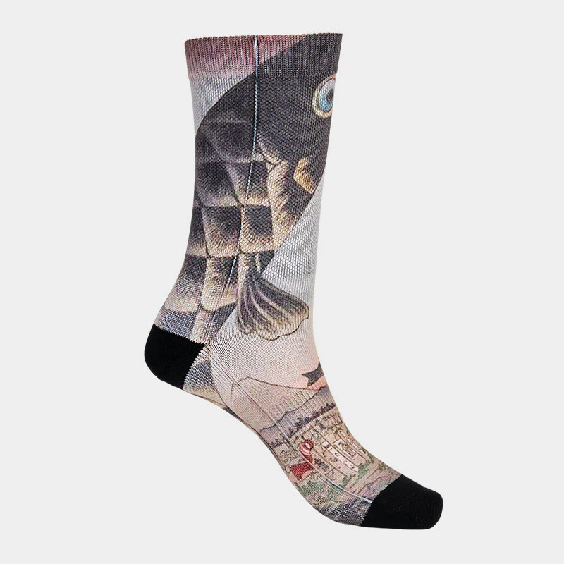 Calzini casual da uomo e da donna unisex Buddha Stones Koi Fish Mount Fuji Micro Crew - Image 11