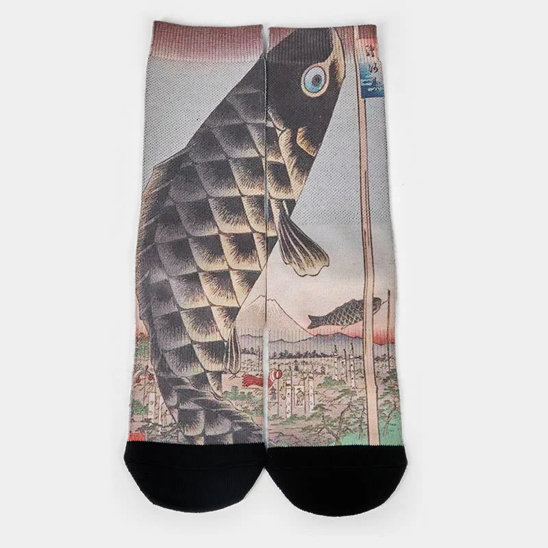 Calzini casual da uomo e da donna unisex Buddha Stones Koi Fish Mount Fuji Micro Crew - Image 2