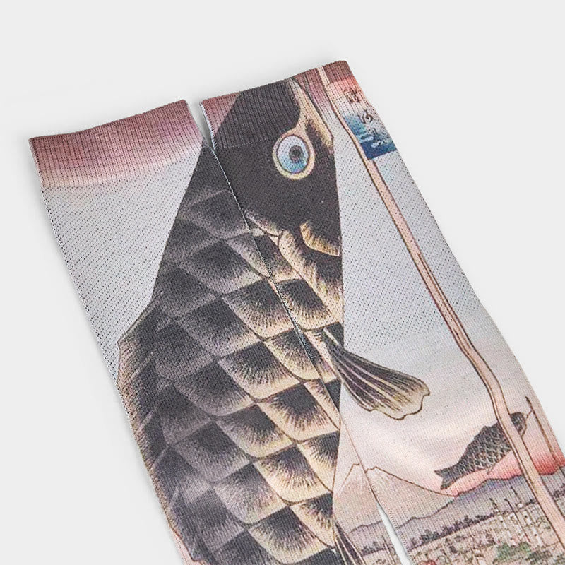 Calzini casual da uomo e da donna unisex Buddha Stones Koi Fish Mount Fuji Micro Crew - Image 3