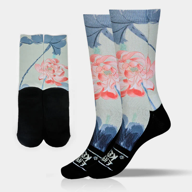 Calzini casual da uomo e da donna, unisex , Buddha Stones Lotus Painting Micro Crew