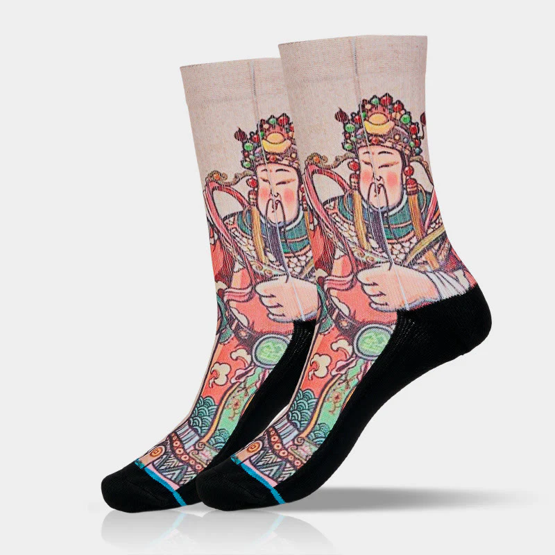 Calzini casual da uomo e da donna unisex con manico Ruyi e scritta " Buddha Stones God Of Wealth" - Image 10