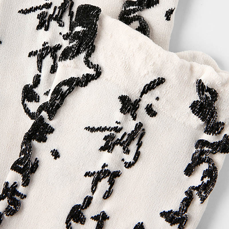 Calzini da donna in cotone micro Crew con motivo di calligrafia cinese Buddha Stones , abbinati ai colori - Image 11