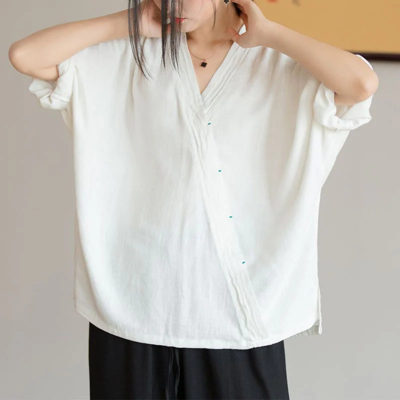 Camicetta con scollo a V Buddha Stones , camicia da donna, manica lunga, stile cinese Hanfu - Image 2