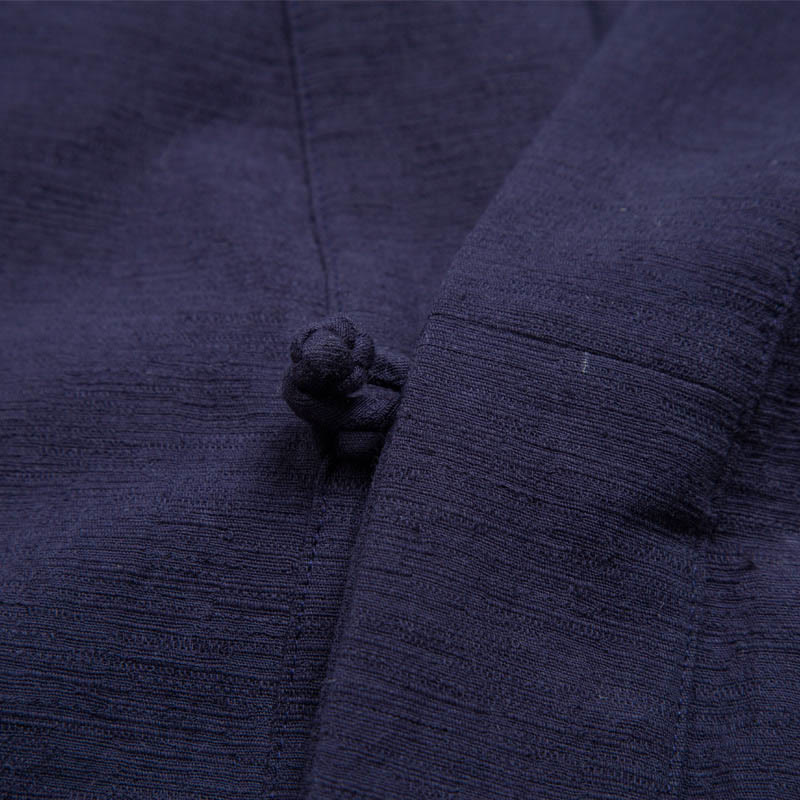 Camicia da uomo a maniche corte con taschino e scollo a V, in cotone e lino, Buddha Stones. - Image 10