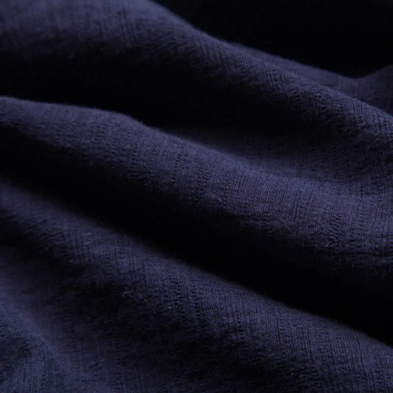 Camicia da uomo a maniche corte con taschino e scollo a V, in cotone e lino, Buddha Stones. - Image 15