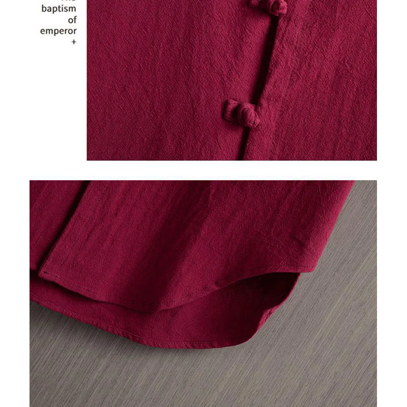 Camicia a maniche corte in cotone e lino con bottoni a rana, stile cinese, stile Buddha Stones - Image 5