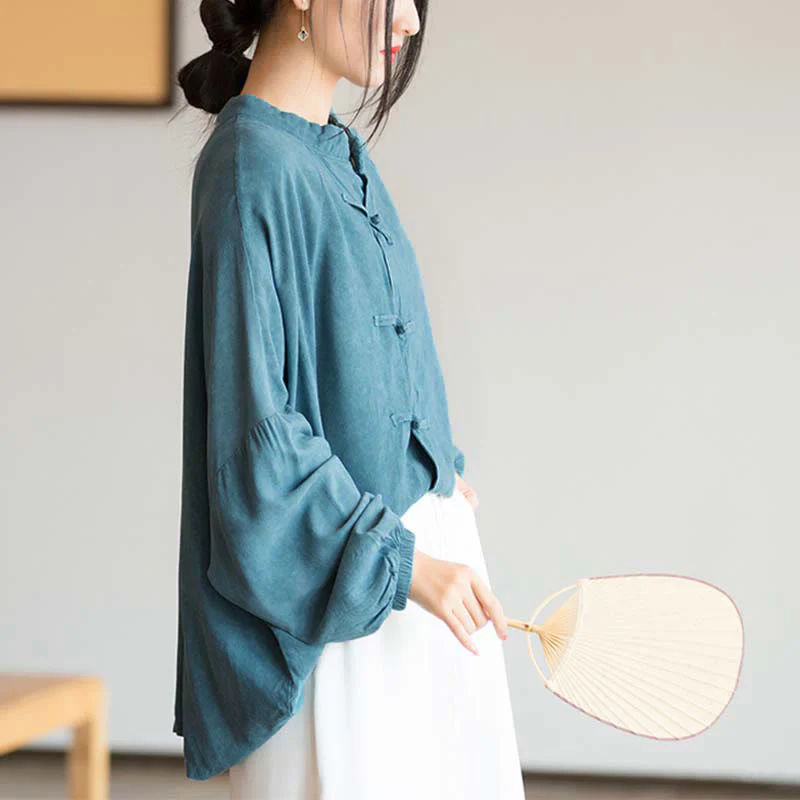 Camicia a maniche lunghe con bottoni a rana Buddha Stones, Zen Tai Chi, meditazione, giacca con abbigliamento Hanfu - Image 4