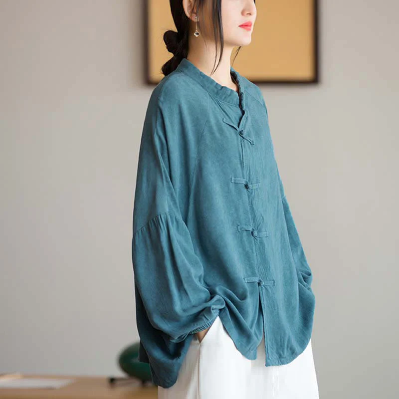 Camicia a maniche lunghe con bottoni a rana Buddha Stones, Zen Tai Chi, meditazione, giacca con abbigliamento Hanfu - Image 9