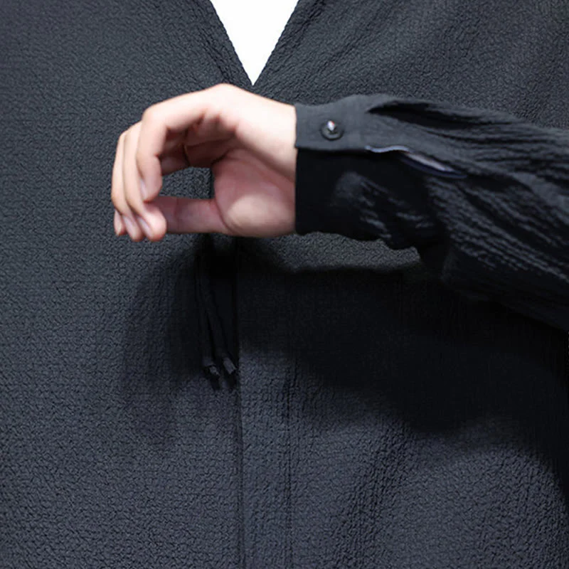 Camicia a maniche lunghe con bottoni da uomo in tinta unita , Buddha Stones Fall - Image 27