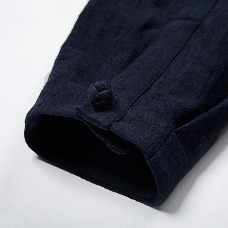 Camicia a maniche lunghe con bottoni in cotone e lino, tinta unita , Buddha Stones Fall - Image 13