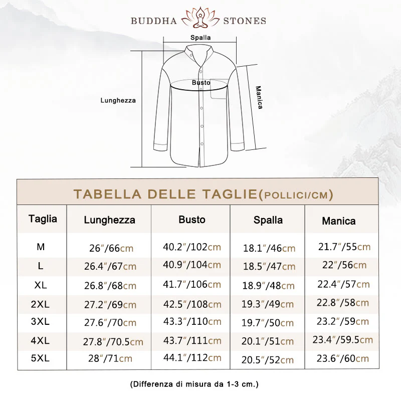 Camicia a maniche lunghe da uomo Buddha Stones con tasca, colletto alla coreana, comoda camicia in lino - Image 4