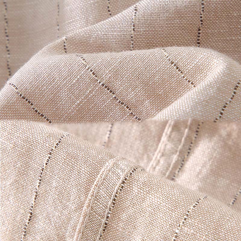 Camicia a maniche lunghe in cotone e lino con motivo a righe da uomo, modello Buddha Stones Daily Tang Suit - Image 10