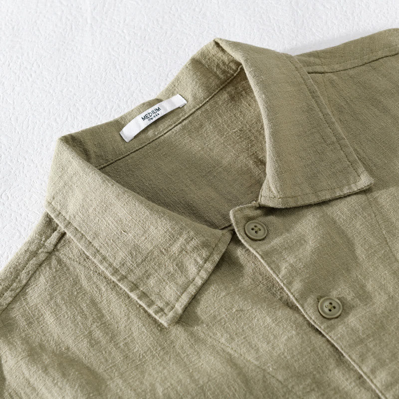 Camicia a maniche lunghe in lino e cotone con tasche, modello Buddha Stones Commute, da uomo, con bottoni semplici - Image 18
