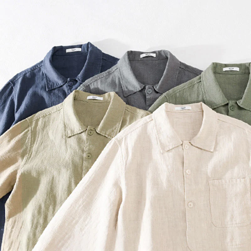 Camicia a maniche lunghe in lino e cotone con tasche, modello Buddha Stones Commute, da uomo, con bottoni semplici - Image 23