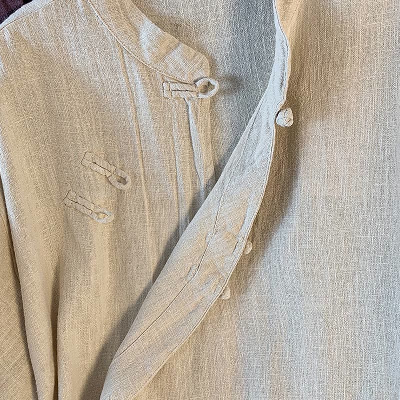 Camicia casual da donna con colletto rialzato, maniche lunghe, bottoni a rana, modello Buddha Stones - Image 18
