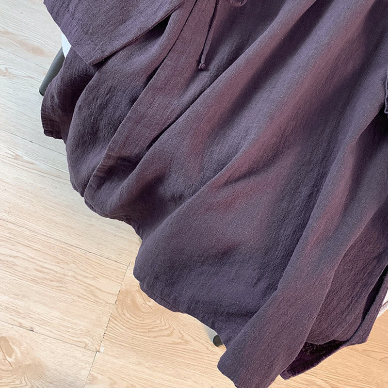 Camicia casual da donna con colletto rialzato, maniche lunghe, bottoni a rana, modello Buddha Stones - Image 9