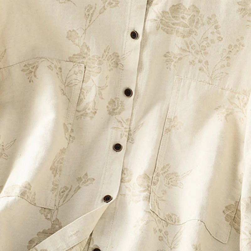 Camicia casual da donna in poliestere a maniche lunghe con motivo stampato Buddha Stones - Image 15