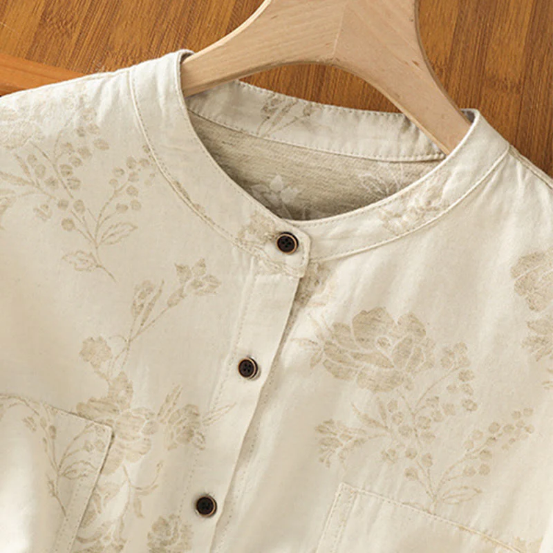 Camicia casual da donna in poliestere a maniche lunghe con motivo stampato Buddha Stones - Image 19