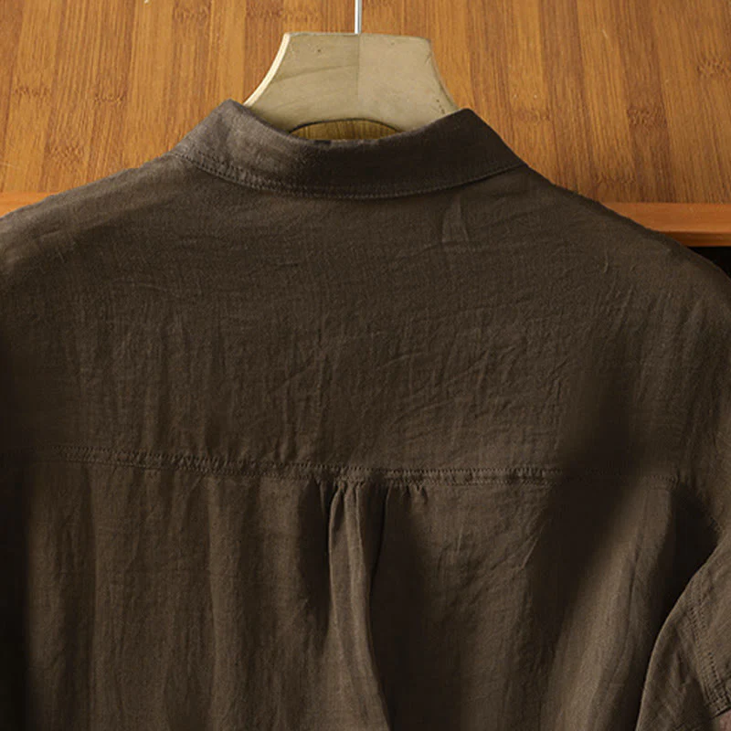 Camicia da donna a maniche lunghe con risvolto e tasca Buddha Stones Fall Commute - Image 15