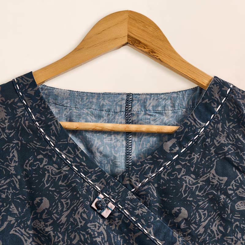 Camicia da donna a maniche lunghe con scollo a V e motivo floreale stampato Buddha Stones Spring - Image 22