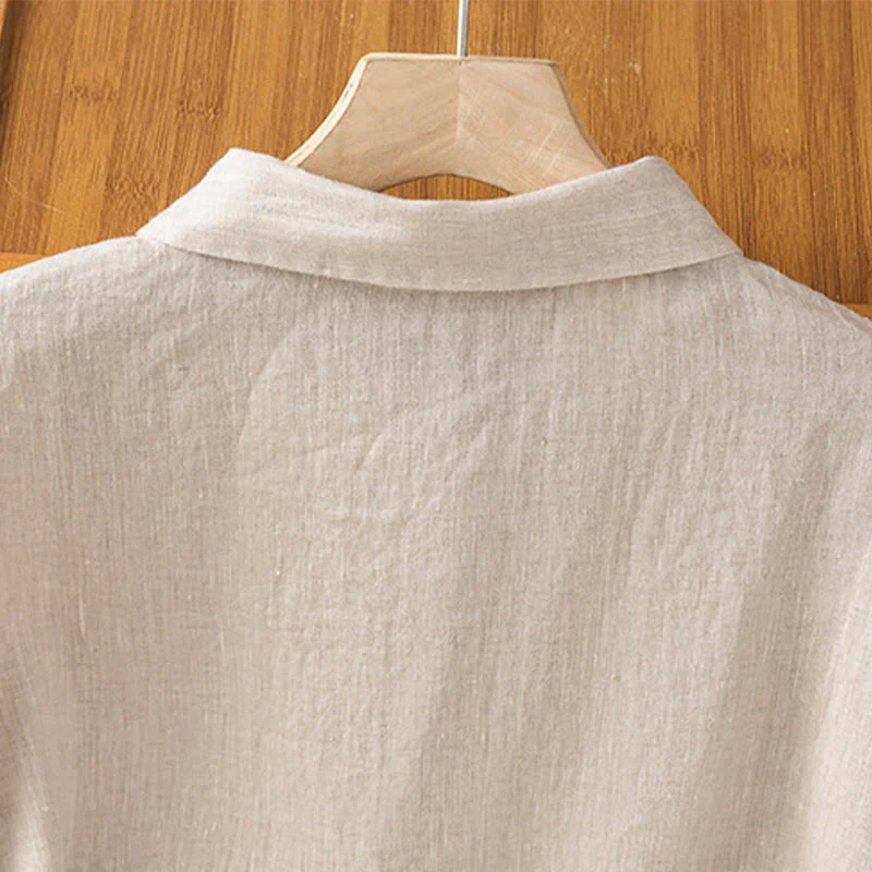 Camicia da donna in cotone a maniche corte con bottoni, tinta unita, estate, motivo Buddha Stones - Image 27
