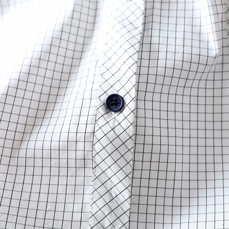Camicia da donna in cotone a maniche lunghe con bottoni a contrasto e motivo a Buddha Stones - Image 12