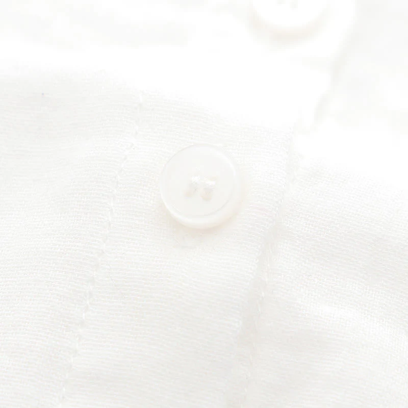 Camicia da donna in cotone a maniche lunghe con bottoni bianchi e verdi in stile Buddha Stones Fall - Image 11