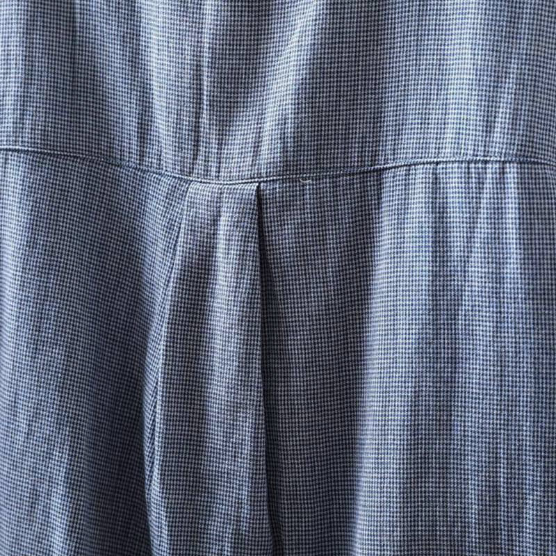 Camicia da donna in cotone a maniche lunghe con colletto a volant e piccoli bottoni a quadri Buddha Stones Fall - Image 7