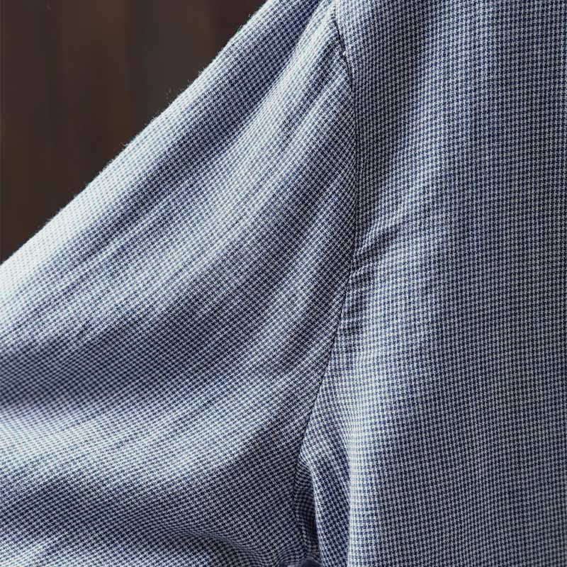Camicia da donna in cotone a maniche lunghe con colletto a volant e piccoli bottoni a quadri Buddha Stones Fall - Image 9