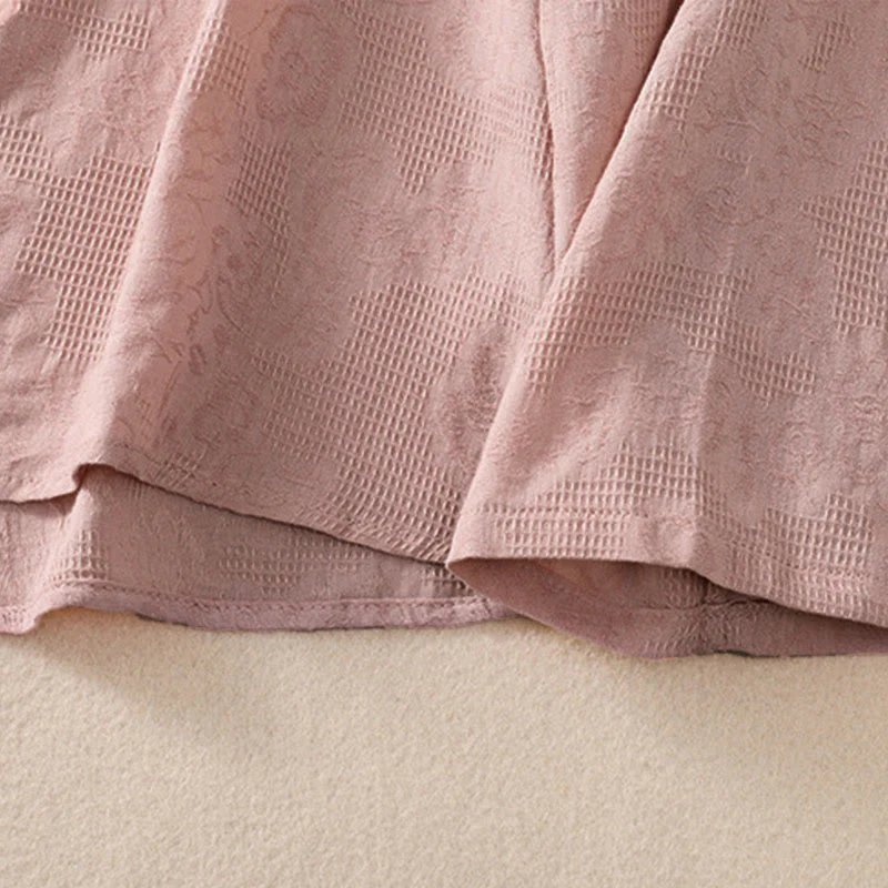 Camicia da donna in cotone a maniche lunghe con ricamo autunnale Buddha Stones, design asimmetrico, bottoni a rana - Image 23