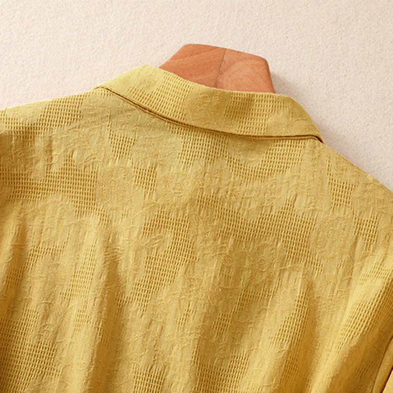 Camicia da donna in cotone a maniche lunghe con ricamo autunnale Buddha Stones, design asimmetrico, bottoni a rana - Image 28
