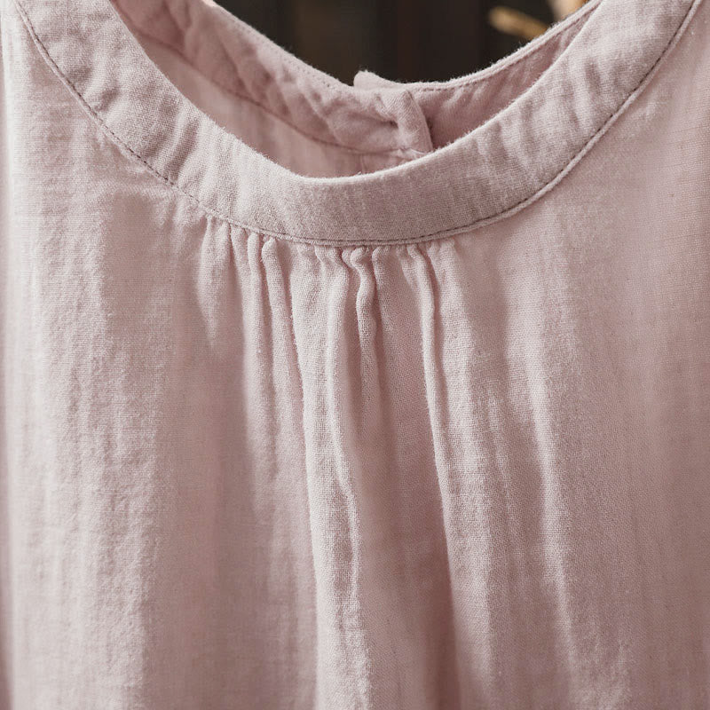 Camicia da donna in cotone a maniche lunghe con scollo rotondo e bottoni sul retro, motivo Buddha Stones Fall - Image 5