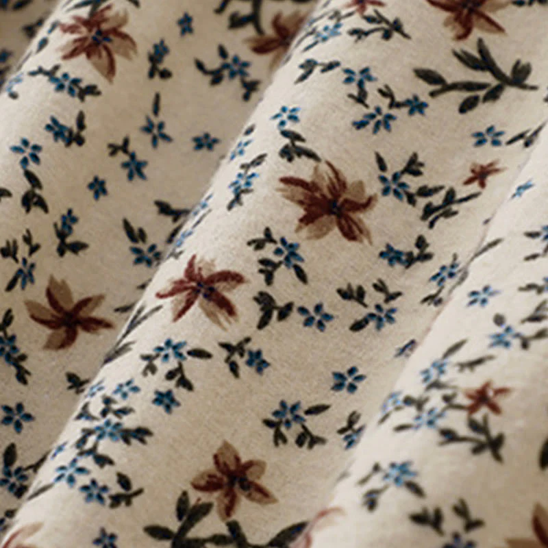 Camicia da donna in cotone a maniche lunghe con stampa floreale autunnale Buddha Stones e bottoni - Image 15