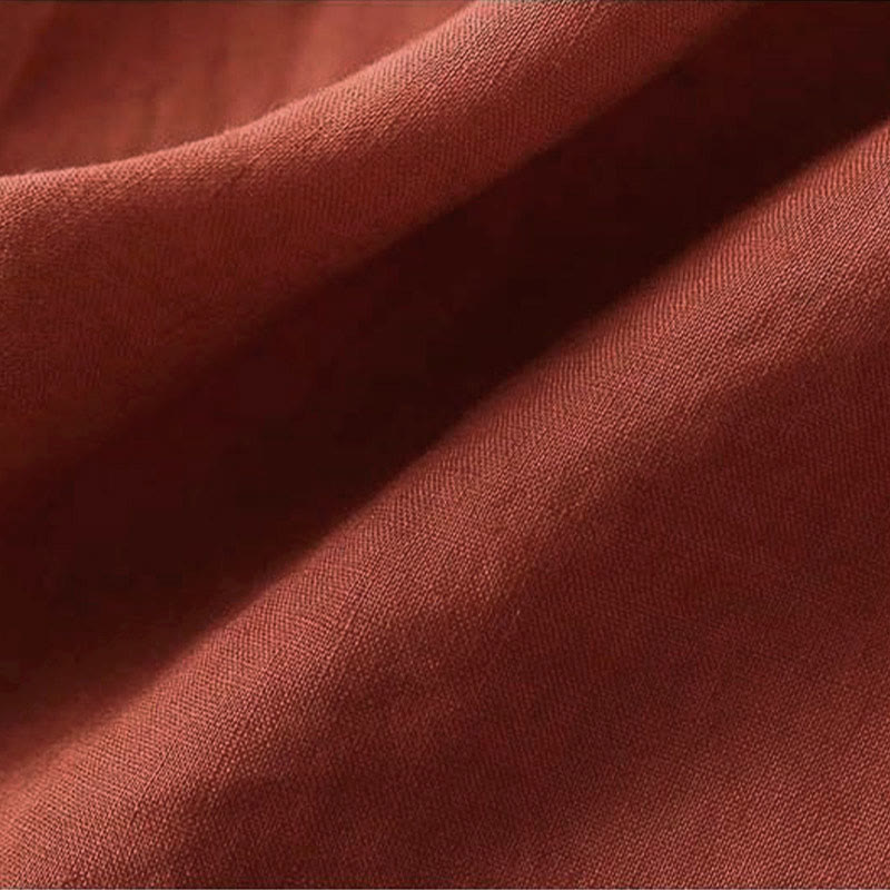Camicia da donna in cotone e lino a maniche lunghe con ricamo floreale retrò Buddha Stones - Image 7