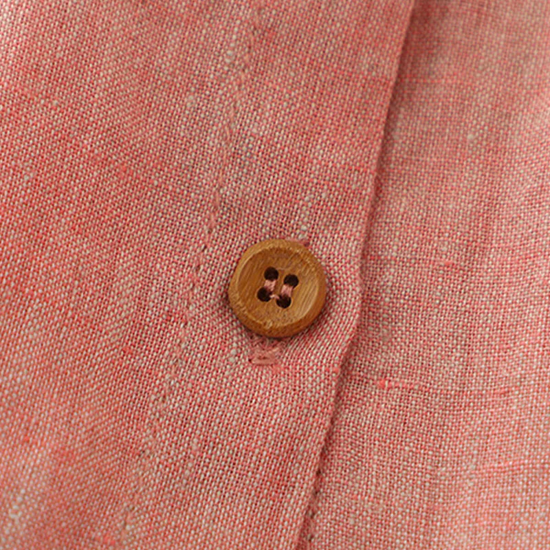 Camicia da donna in cotone e lino con maniche a mezza manica, casual, con bottoni semplici, motivo Buddha Stones - Image 14