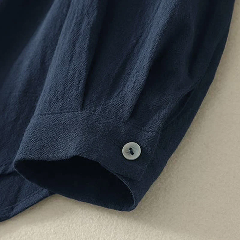 Camicia da donna in poliestere con maniche lunghe e colletto a girocollo Buddha Stones Fall con tasche - Image 4