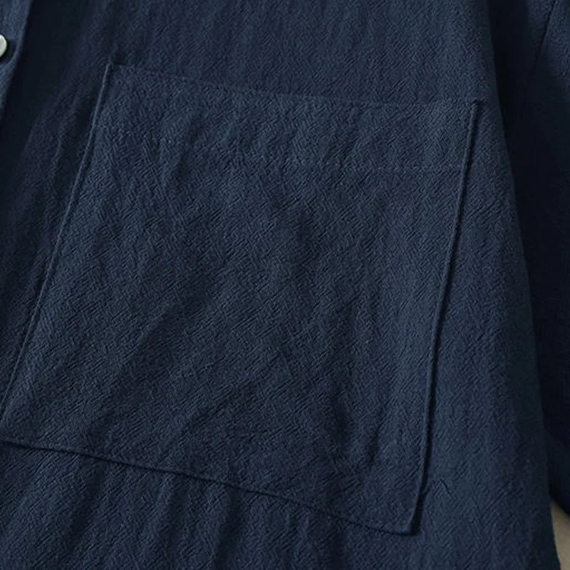 Camicia da donna in poliestere con maniche lunghe e colletto a girocollo Buddha Stones Fall con tasche - Image 6