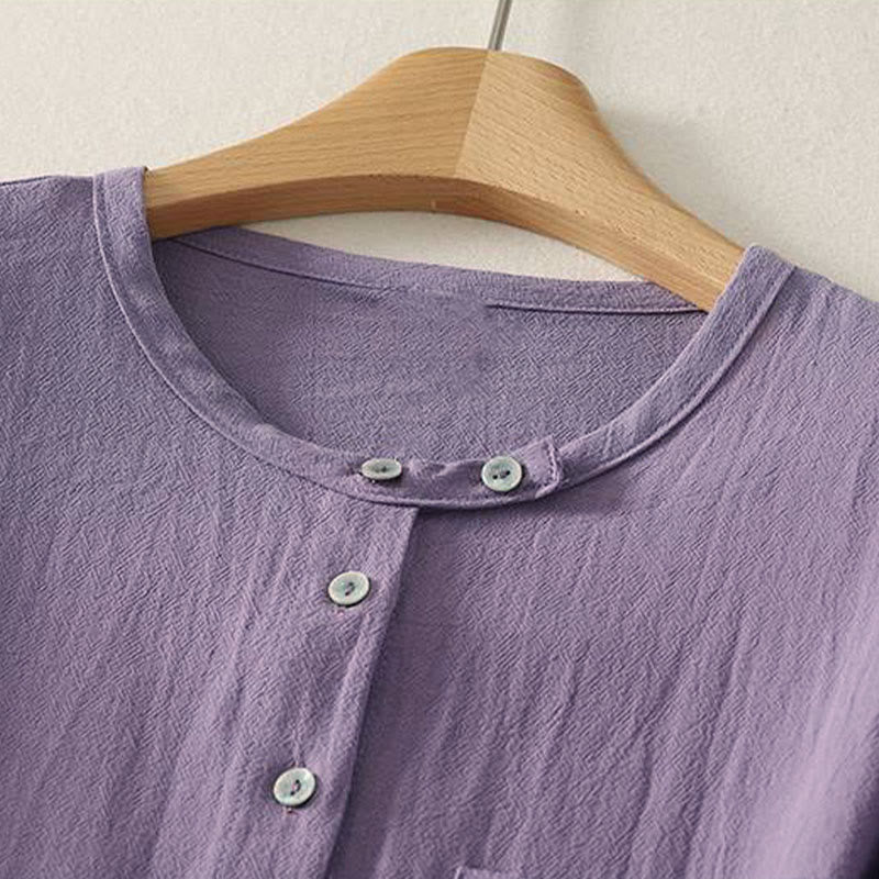 Camicia da donna in poliestere con maniche lunghe e colletto a girocollo Buddha Stones Fall con tasche - Image 8
