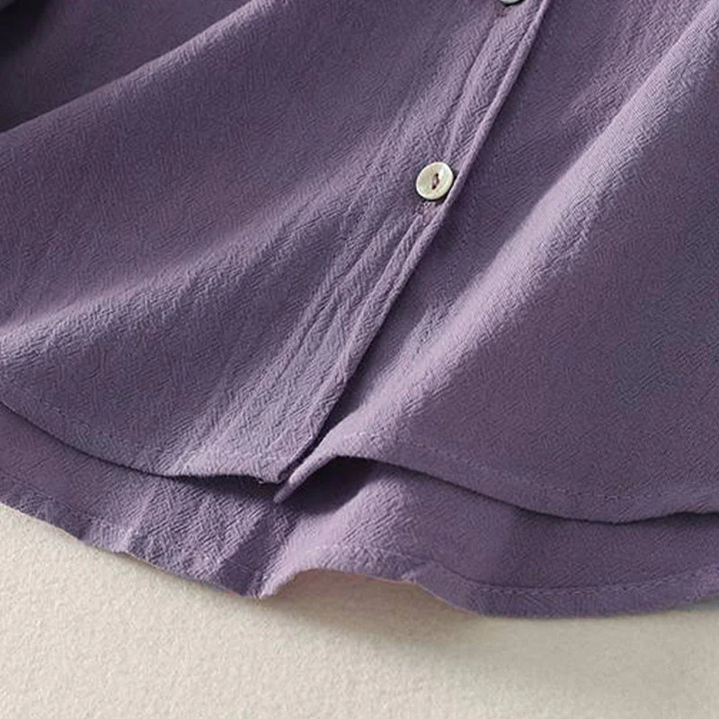 Camicia da donna in poliestere con maniche lunghe e colletto a girocollo Buddha Stones Fall con tasche - Image 9