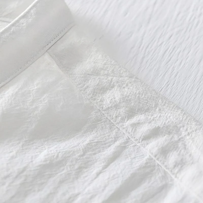 Camicia da uomo in cotone e lino con maniche corte, collo alla coreana, bottoni a rana Buddha Stones - Image 16