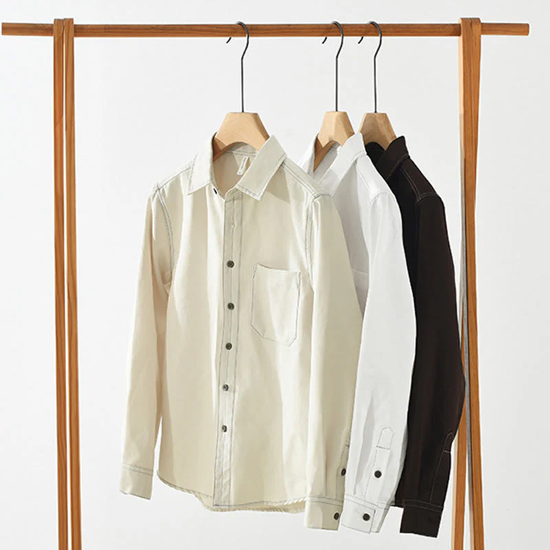 Camicia da uomo a maniche lunghe con bottoni Buddha Stones Commute e tasca - Image 18
