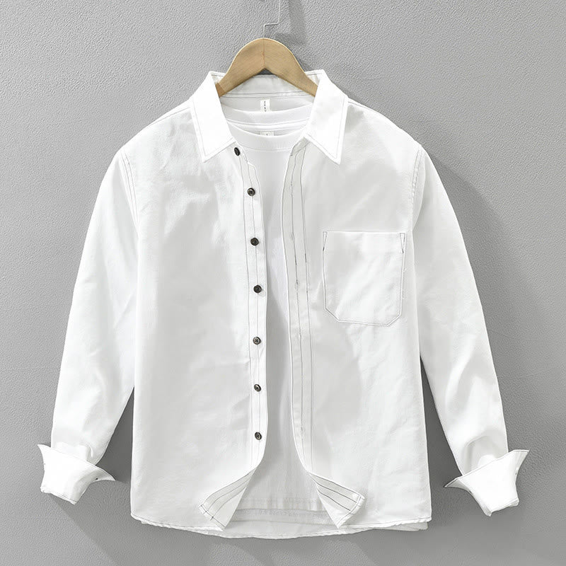 Camicia da uomo a maniche lunghe con bottoni Buddha Stones Commute e tasca - Image 2
