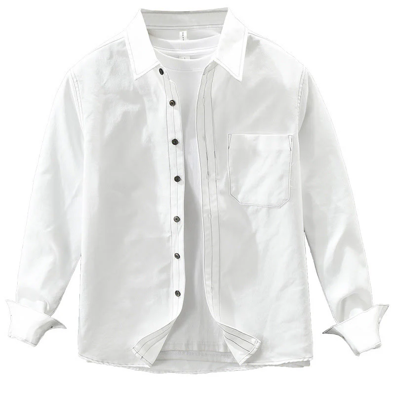 Camicia da uomo a maniche lunghe con bottoni Buddha Stones Commute e tasca - Image 4
