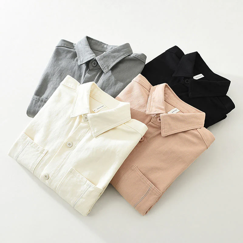 Camicia da uomo a maniche lunghe con bottoni Buddha Stones Spring Commute, in cotone, con tasche - Image 16