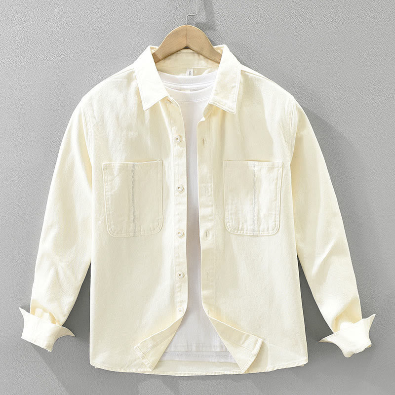 Camicia da uomo a maniche lunghe con bottoni Buddha Stones Spring Commute, in cotone, con tasche - Image 3