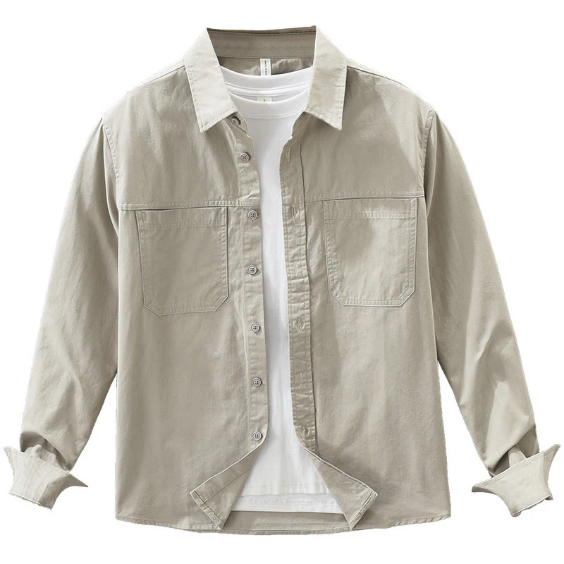 Camicia da uomo a maniche lunghe in puro cotone con tasche e bottoni semplici, motivo Buddha Stones Daily - Image 15