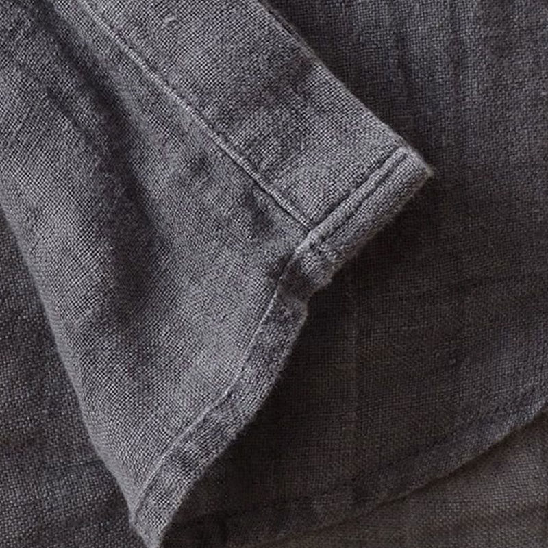Camicia da uomo Buddha Stones , tinta unita, con risvolto, manica corta, comoda camicia in cotone e lino con piega e bottoni - Image 7