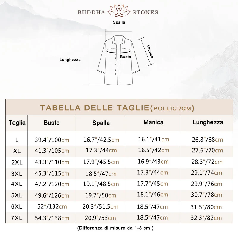 Camicia da uomo con maniche a tre quarti e bottoni frontali casual in tinta unita Buddha Stones - Image 19